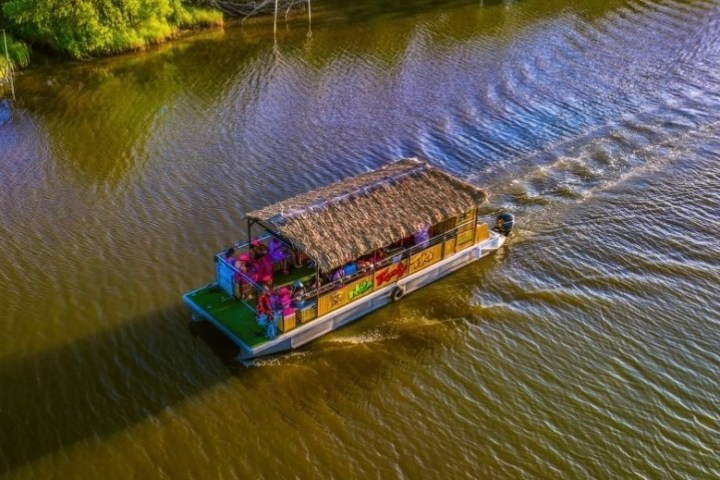 a small boat in a body of water